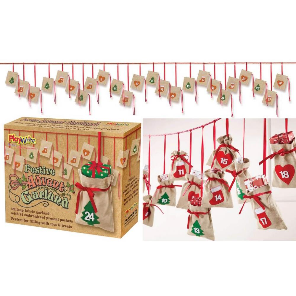 Fabric Bunting Christmas Advent Calendar Garland