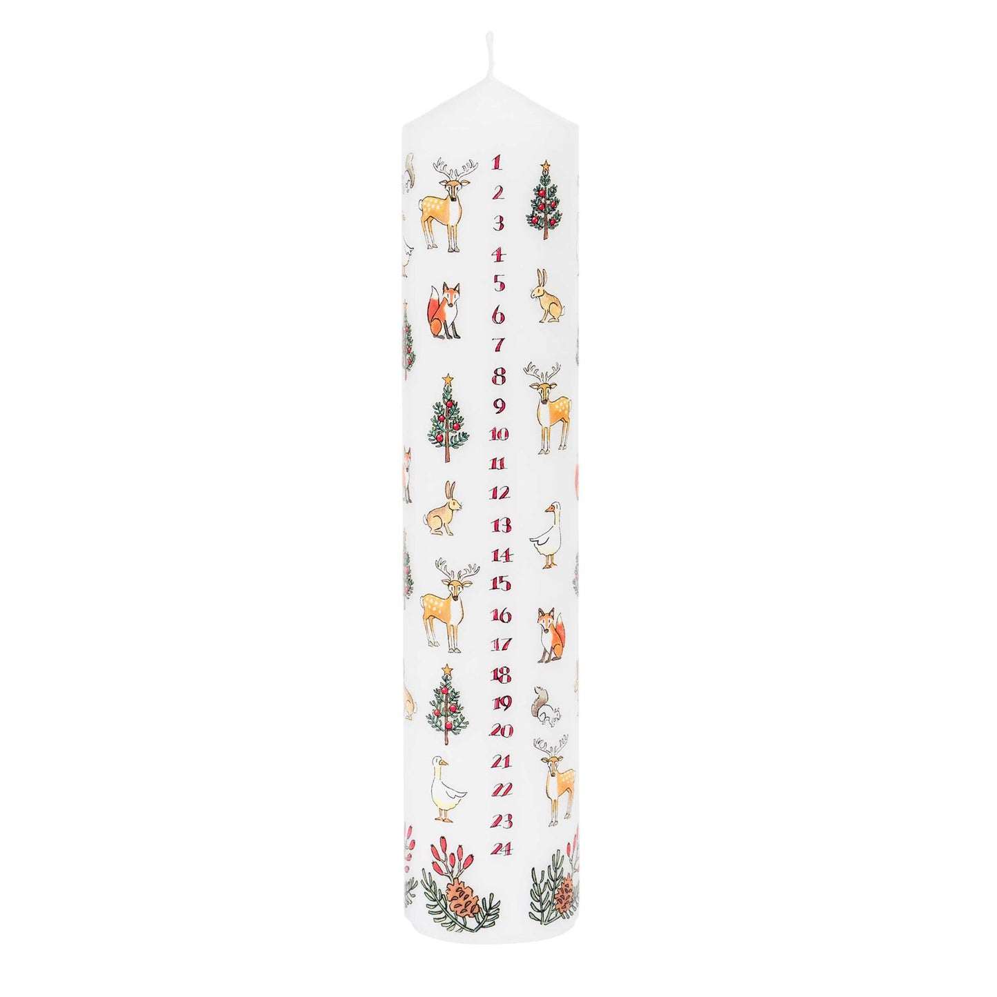 Traditional Countdown To Christmas Advent Candle | Winter Wildlife Pillar Candle | Christmas Candle Advent Candles