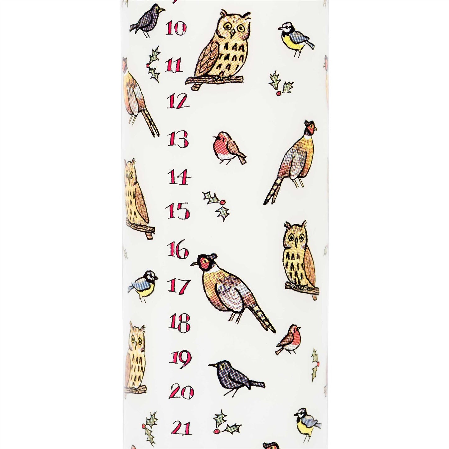 Traditional Countdown To Christmas Advent Candle | Winter Birds Pillar Candle | Christmas Candle Advent Candles