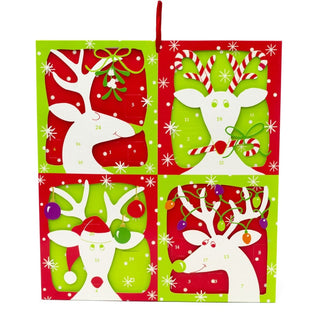 3D Reindeer Christmas Advent Calendar - Glittered Die - Cut with Ribbon, 35.5x39cm