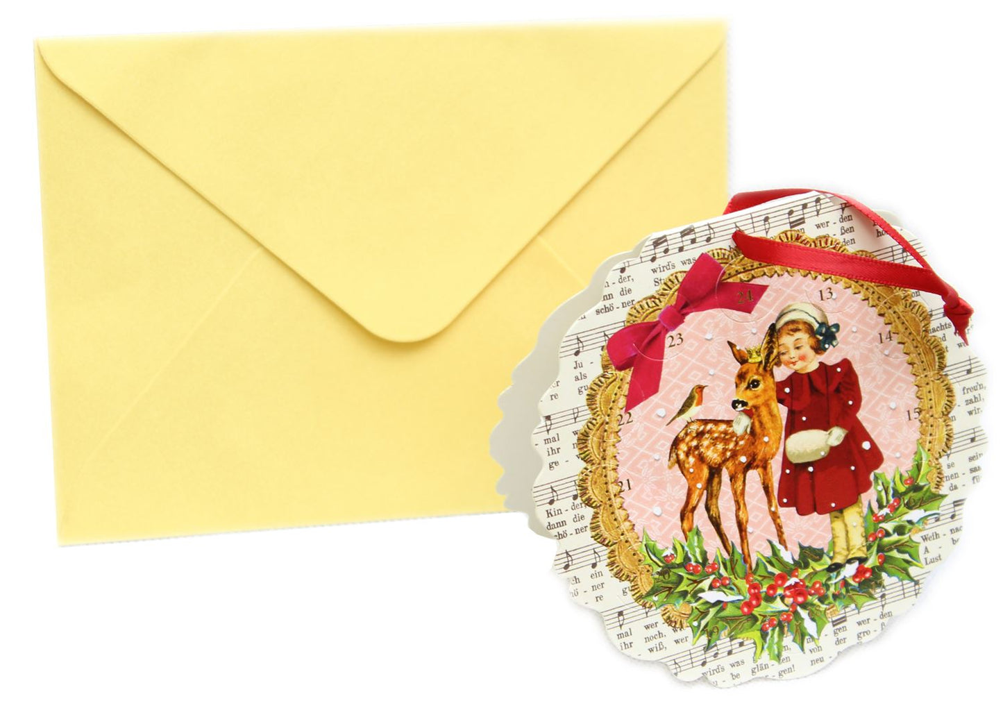 Mini Advent Calendar Christmas Card Decoration - Girl with Deer