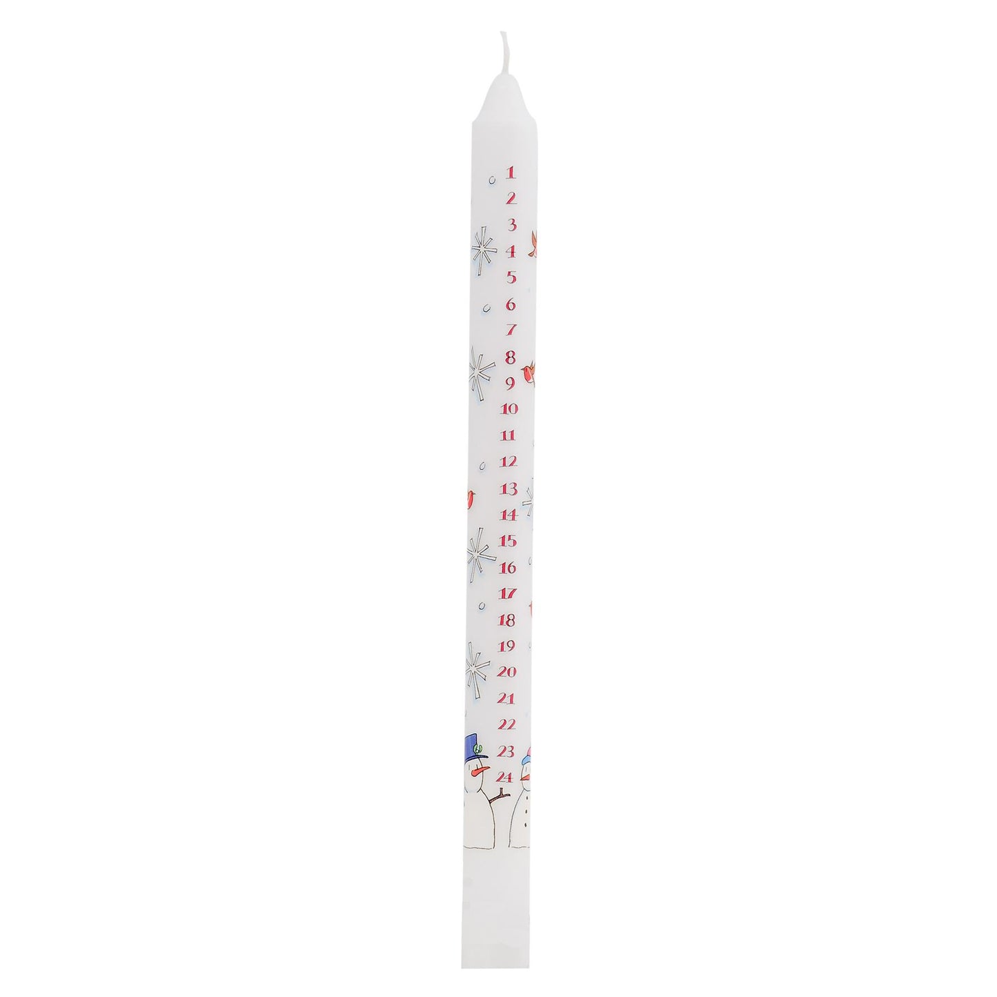 Traditional Countdown To Christmas Advent Dinner Candle - Snowman And Snowflake Design (Regular Size)