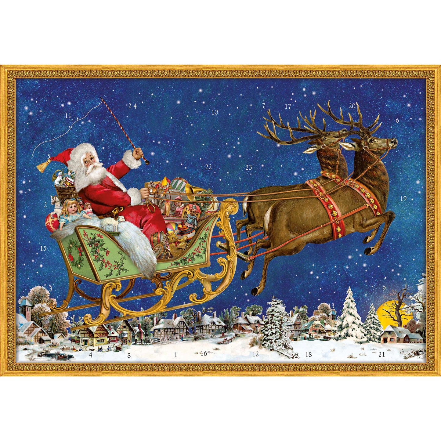 Deluxe Traditional Card Advent Calendar A4 - Nostalgic Christmas Sleigh