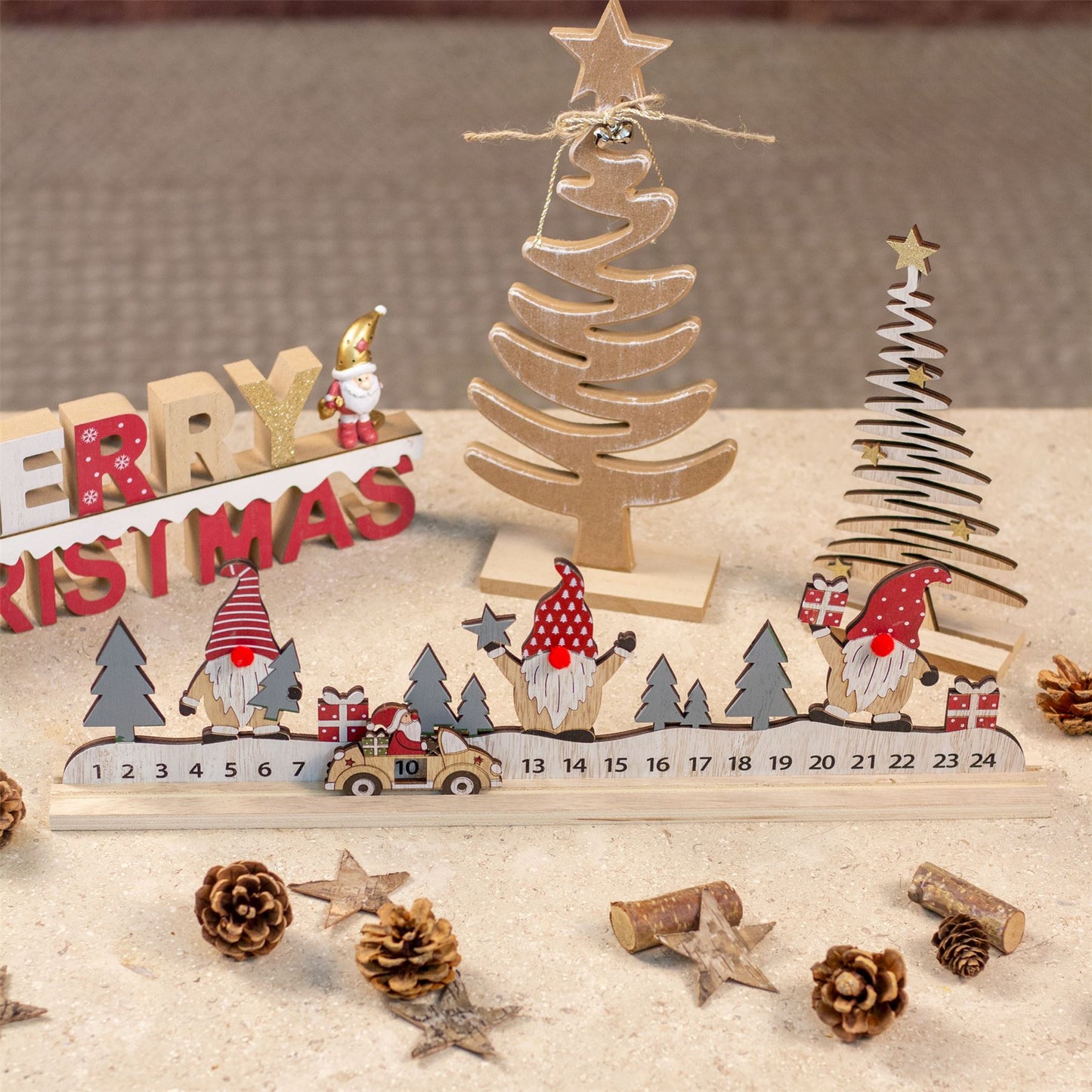 Santa's Festive Journey Advent Calendar | Sliding Santa Wooden Advent Calendar