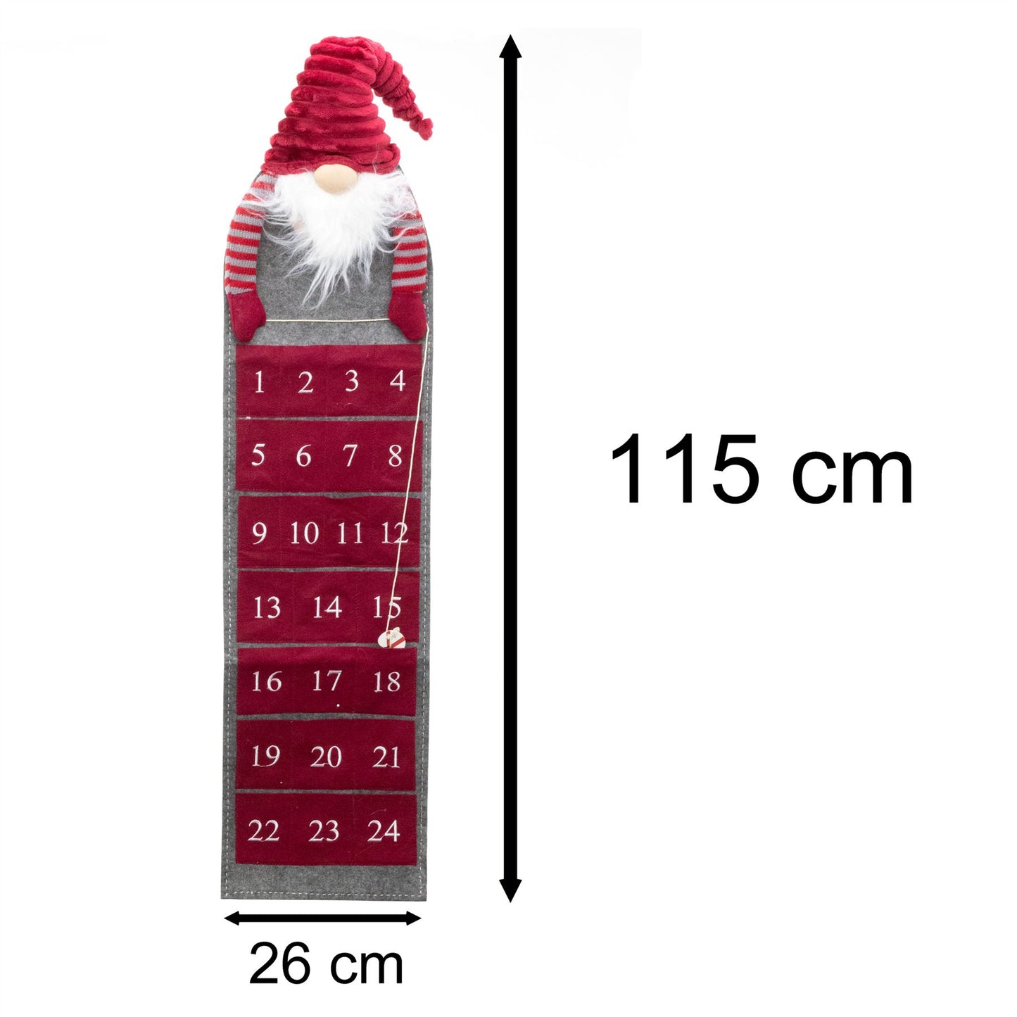 LED Gonk Christmas Advent Calendar | Reusable Fabric 24 Pocket Advent Calendar