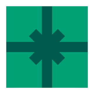One of the Advent Calendar Shop's illustrative icons: A green gift box with a dark green ribbon. This present illustration is used as the collection image for the Advent Calendar Shop's pre-filled advent calendar range.