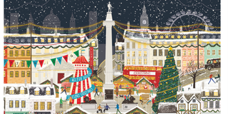 New Caltime Advent Calendar for 2025 with an illustration of a festive city street scene with London Skyline, and Winter Wonderland imagery.