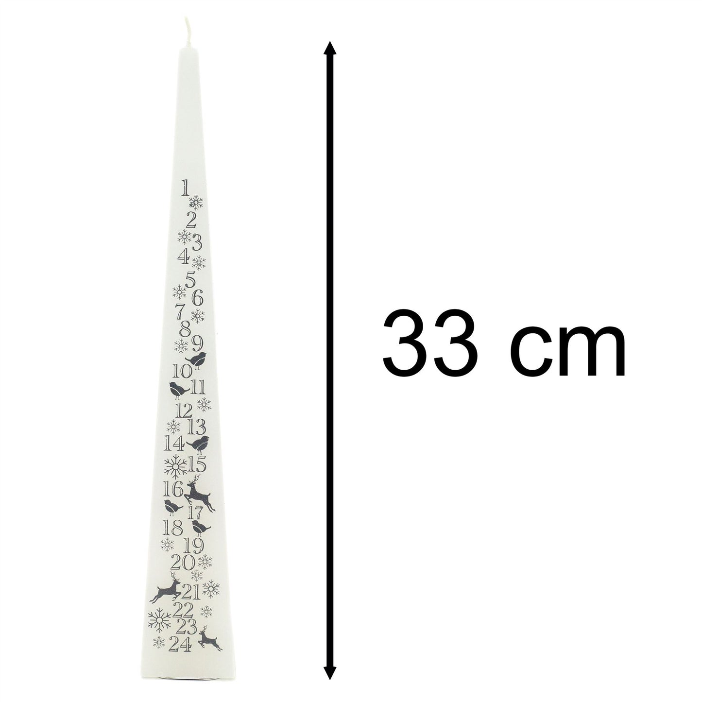 Large Traditional White & Silver Countdown To Christmas Pyramid Advent Candle