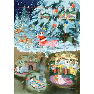 Badger Father Christmas Advent Calendar Greetings Card | Advent Calendar - A5