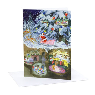 Badger Father Christmas Advent Calendar Greetings Card | Advent Calendar - A5