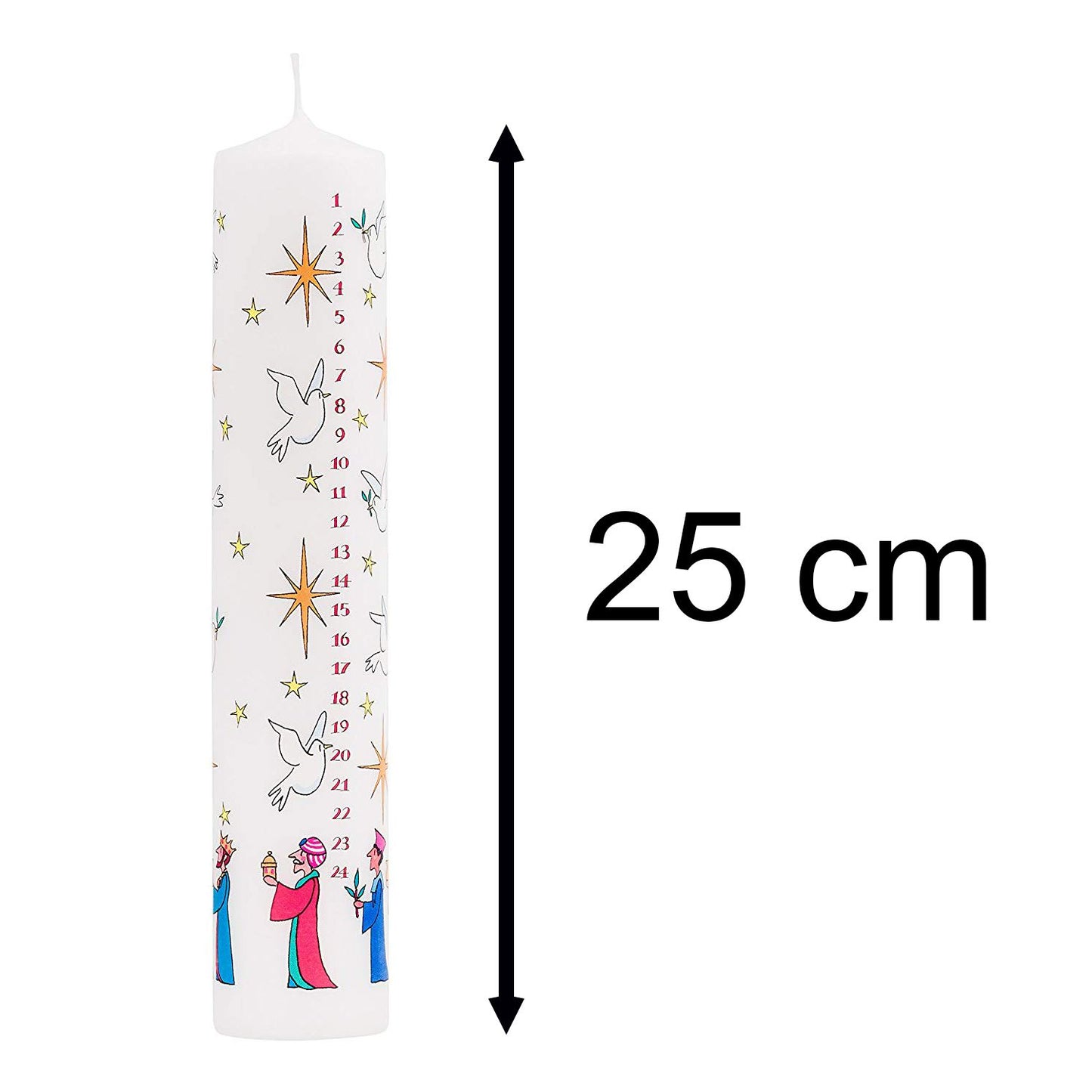 Pack of Traditional Countdown To Christmas Pillar Advent Candles Three Wise Men
