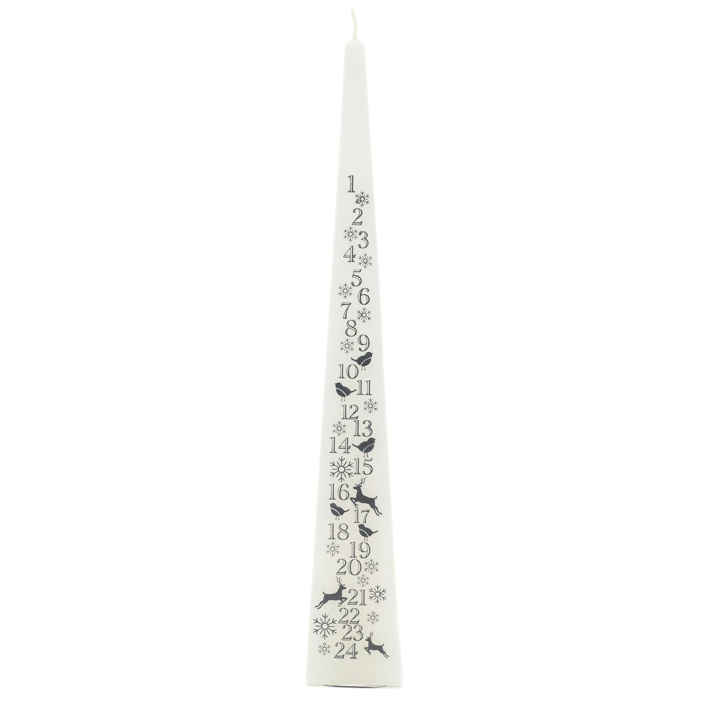 Large Traditional White & Silver Countdown To Christmas Pyramid Advent Candle