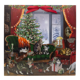 Cats at Christmas Advent Calendar | Advent Calendar with 24 Cat Scenes & Glitter