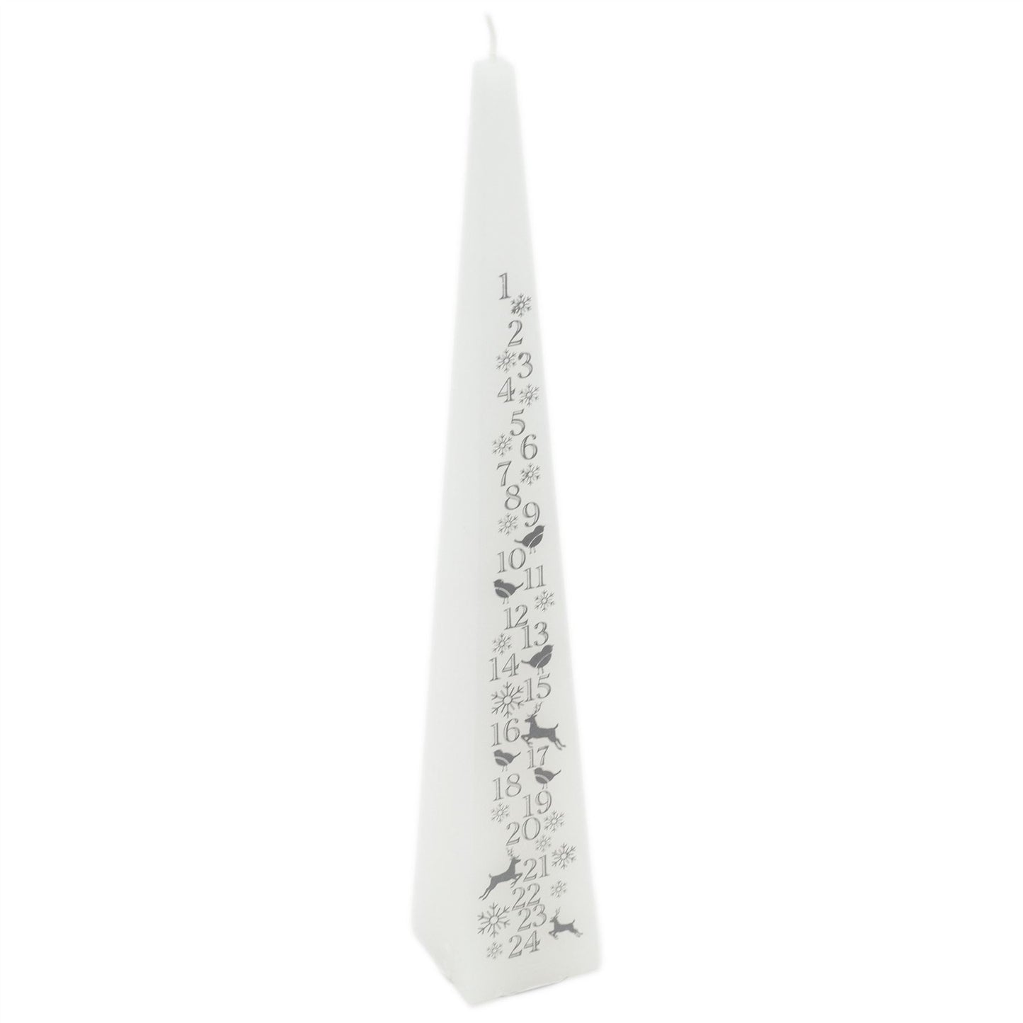 Large Traditional White & Silver Countdown To Christmas Pyramid Advent Candle