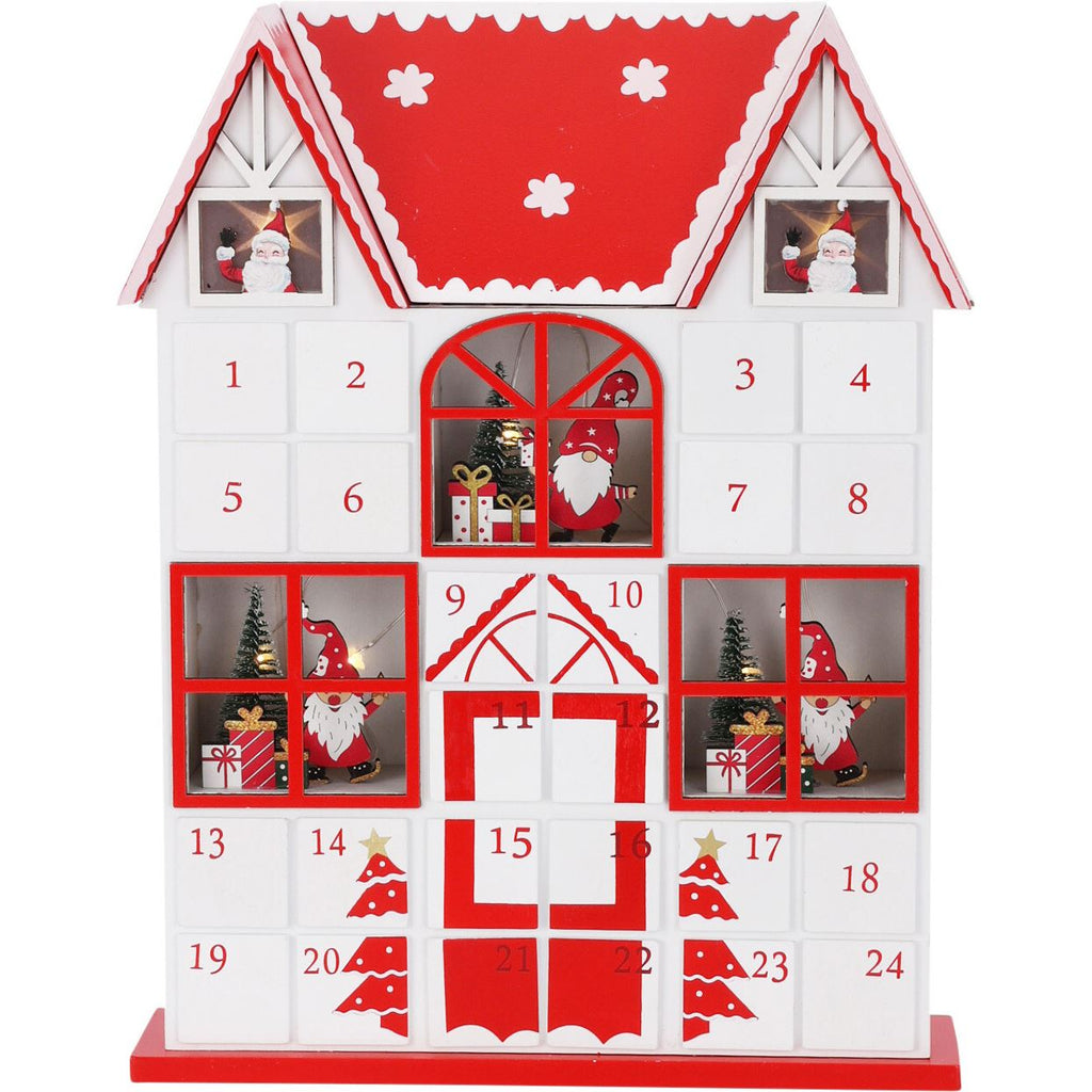 LightUp Wooden House Advent Calendar Large LED Calendar with 24 Dra
