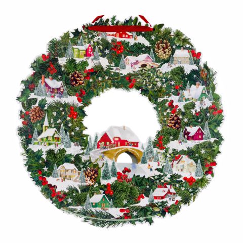 Deluxe Traditional Christmas Advent Calendar | Festive Wreath Advent Calendar | House Picture Advent Calendar