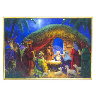 Nativity Christmas Advent Calendar | Religious Calendar with Manger Scene - A3
