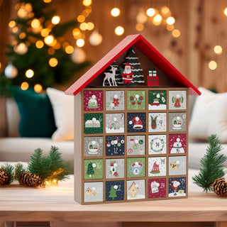 Red House Christmas Advent Calendar | Wooden Fill Your Own Advent Calendar