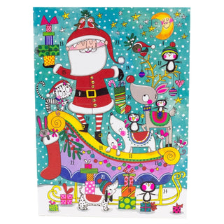 Santa Sleigh Advent Calendar Greetings Card | Christmas Advent Calendar