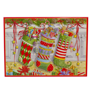 Stocking on the Mantle Advent Calendar Card with Envelope | Christmas Calendar