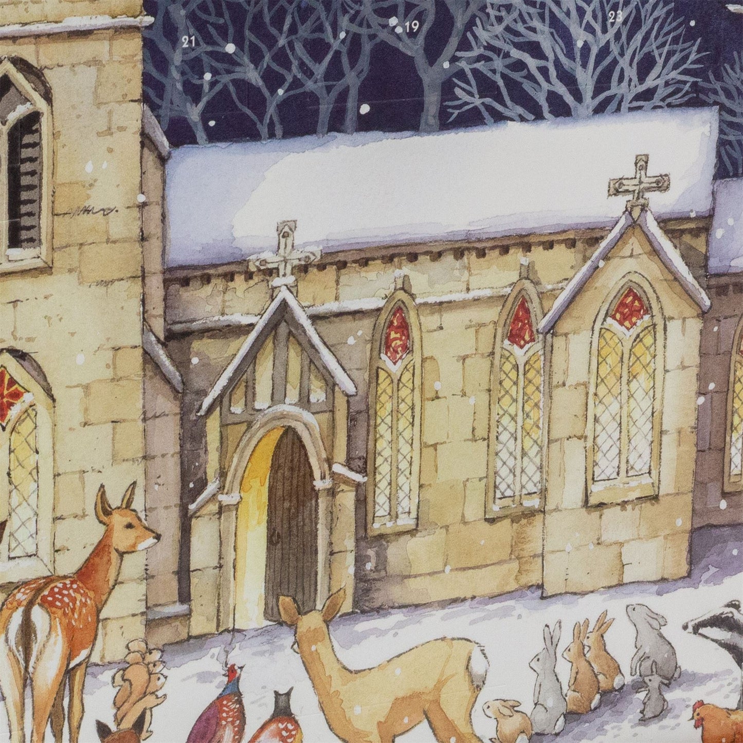 Traditional Christmas Advent Calendar Winter Church | Animal Advent Calendar