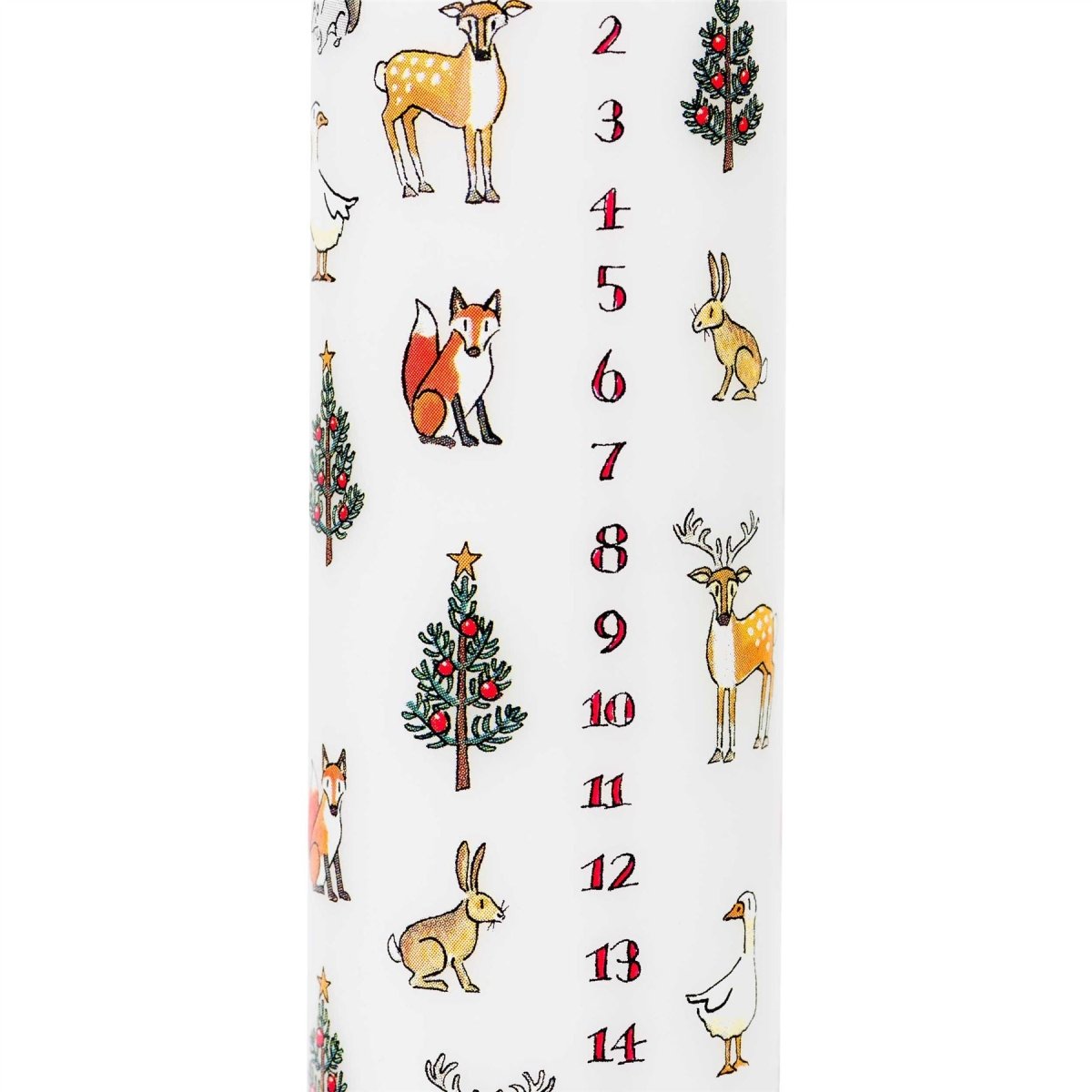 Pack of Traditional Countdown To Christmas Pillar Advent Candles Winter Wildlife