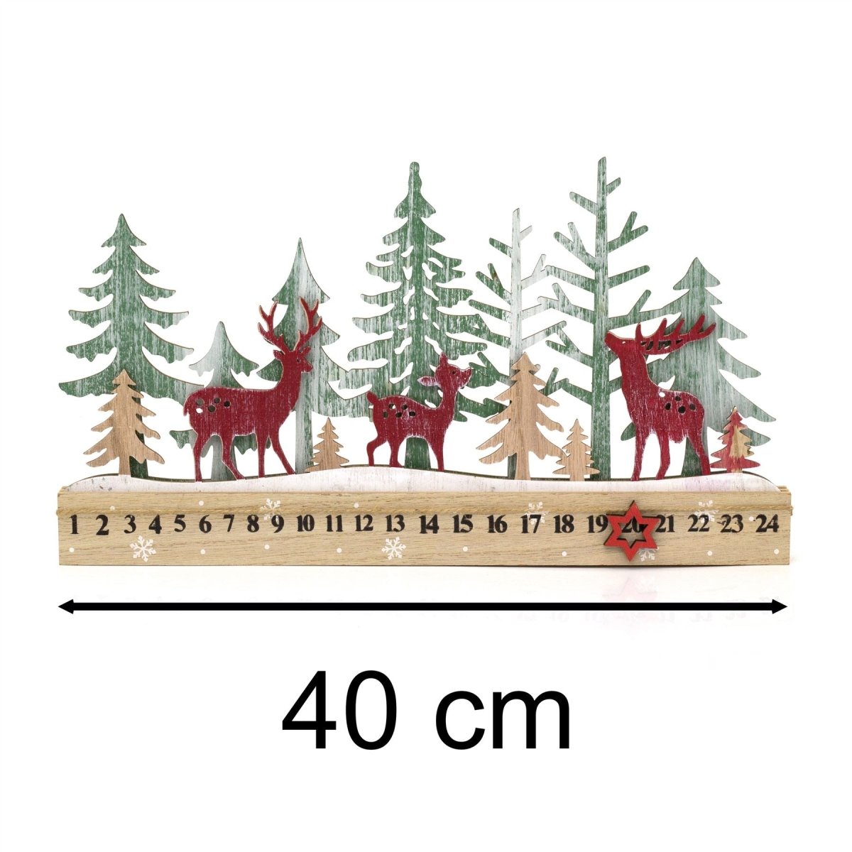 Reindeer Family 24 Day Countdown To Christmas Wooden Advent Calendar Block