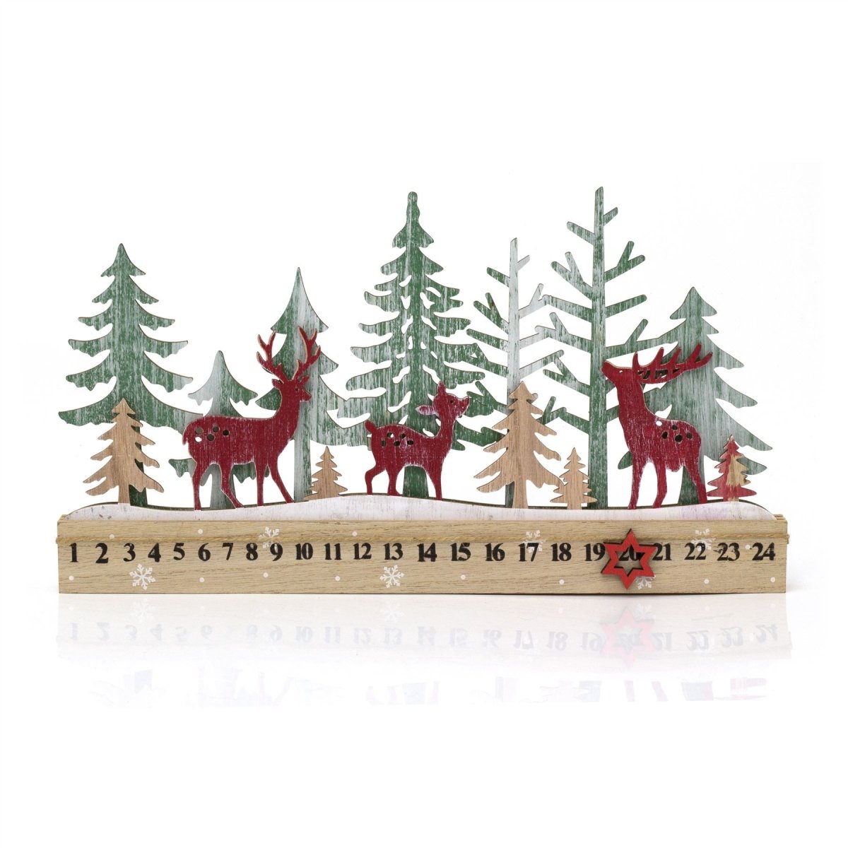 Reindeer Family 24 Day Countdown To Christmas Wooden Advent Calendar Block