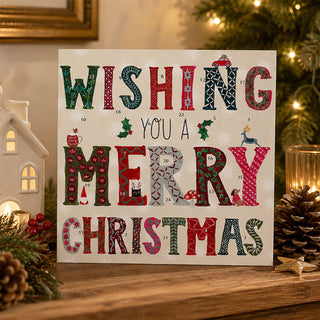 Christmas Advent Calendar Card, Merry Christmas Greetings Card with Envelope