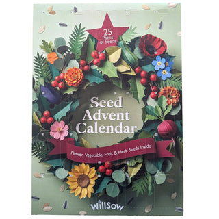 Seed Christmas Advent Calendar, 25 Flower Vegetable Fruit & Herb Seed Packets