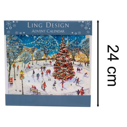 Christmas Advent Calendar Skating In The Snow | Advent Calendar Greetings Card