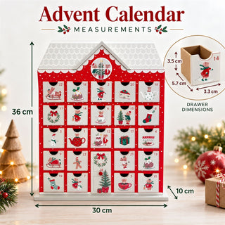 Wooden Fill Your Own Advent Calendar, Holly & Alfie Mice, House Shaped
