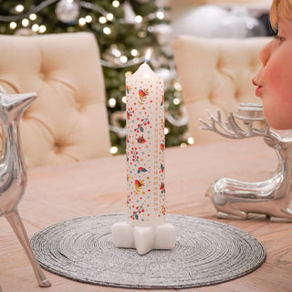 Set of 2 Deck The Halls Christmas Advent Candles | Christmas Pillar Candles