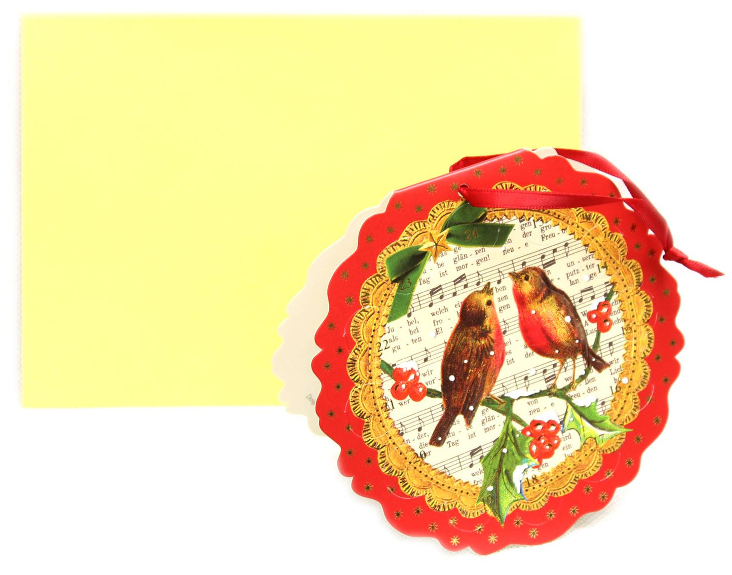 Mini Advent Calendar Christmas Card Decoration - Robins