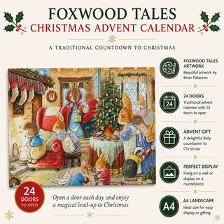 Foxwood Xmas Christmas Advent Calendar, A4 24 Door Foxwood Tales Artwork