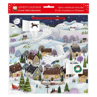 Bex Parkin Doves Christmas Advent Calendar with Stickers, Snowy Village 30cm
