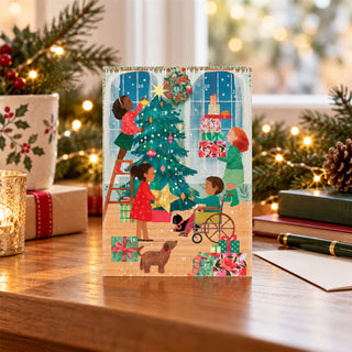 Christmas Advent Calendar Card, 17cm Illustrated Christmas Countdown Card