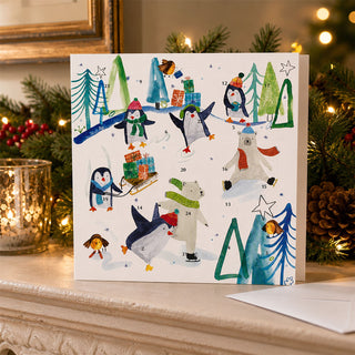 Wintertime Fun Christmas Advent Calendar Greetings Card, Winter Wildlife Design