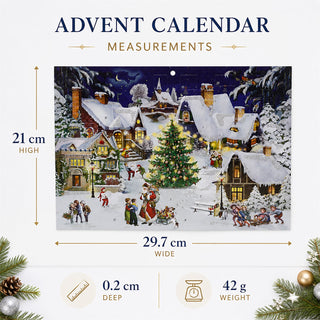 Village on the Hill Christmas Advent Calendar, A4 Traditional Picture Calendar