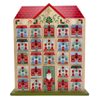 Gisela Graham Reusable Wooden Advent Calendar, 24 Drawer Alpine Christmas House