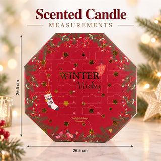Tealight Candle Christmas Advent Calendar, 24 Tealights with Glass Holder