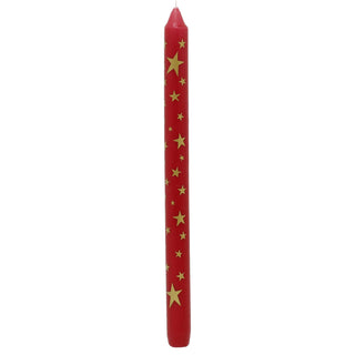 Red Christmas Advent Candle, Festive Gold Star Countdown Dinner Candle