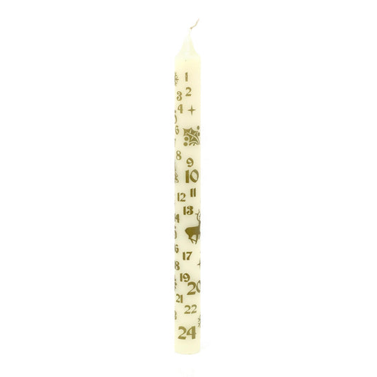 Traditional Christmas Advent Calendar Dinner Candle - Cream Advent Candle