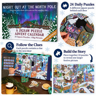 Night Out at the North Pole Jigsaw Puzzle Advent Calendar, 24 Festive Puzzles