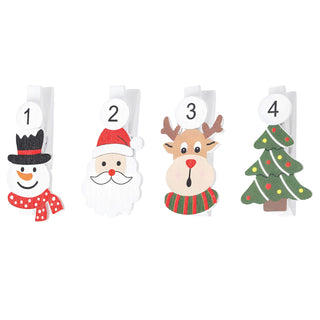 Christmas Advent Calendar Peg Set with Twine, 24 Numbered Wooden Clips