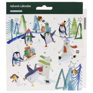 Wintertime Fun Christmas Advent Calendar Greetings Card, Winter Wildlife Design