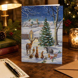 Snowy Landscape Christmas Advent Calendar Greetings Card, A5 with 24 Doors