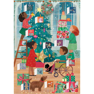 Christmas Advent Calendar Card, 17cm Illustrated Christmas Countdown Card