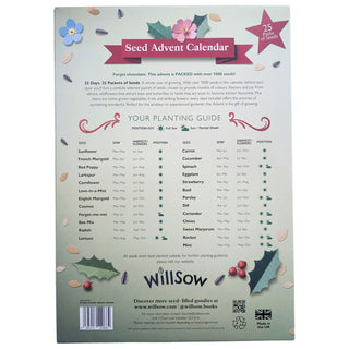 Seed Christmas Advent Calendar, 25 Flower Vegetable Fruit & Herb Seed Packets