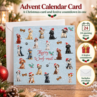 Dogs Christmas Advent Calendar Greetings Card – 24 Opening Windows